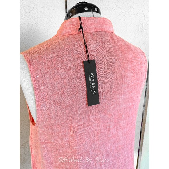 JONES & CO | JONES NEW YORK Sleeveless Red Linen Tunic Top - Size M - NWT - Picture 11 of 15